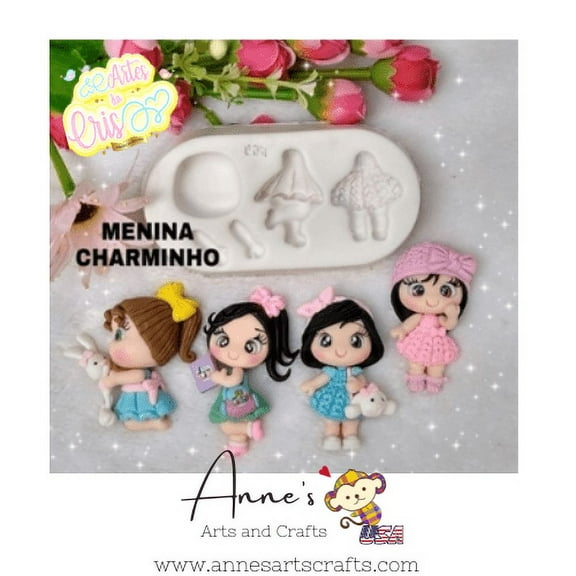 Silicone Molde Menina Charminho- Charming Girl  - Artes da Cris Collection