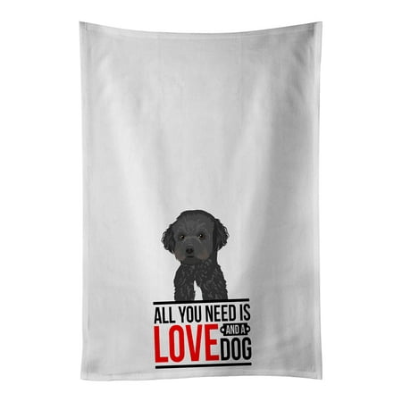 

Doodle Black and White #1 White Kitchen Towel Set of 2 19 in x 28 in