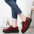 thumbnail image 5 of DADAWEN Women's Platform Oxfords Lace-up Shoe Wingtips Upper Casual Sneakers Burgundy 7 US, 5 of 6
