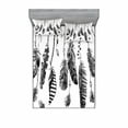 thumbnail image 2 of Ambesonne Grey Fitted Sheet & Pillow Sham Set, Hand Drawn Feather, Twinxl, Black, 2 of 3