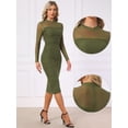 thumbnail image 2 of DARING DIVA Mesh Ruch Elegant Cocktail Bodycon Dress XS Olive Green, 2 of 6