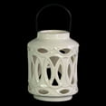 thumbnail image 1 of White  Cylindrical Lantern - Metal Handle And Looping Cutout Design - Benzara, 1 of 2