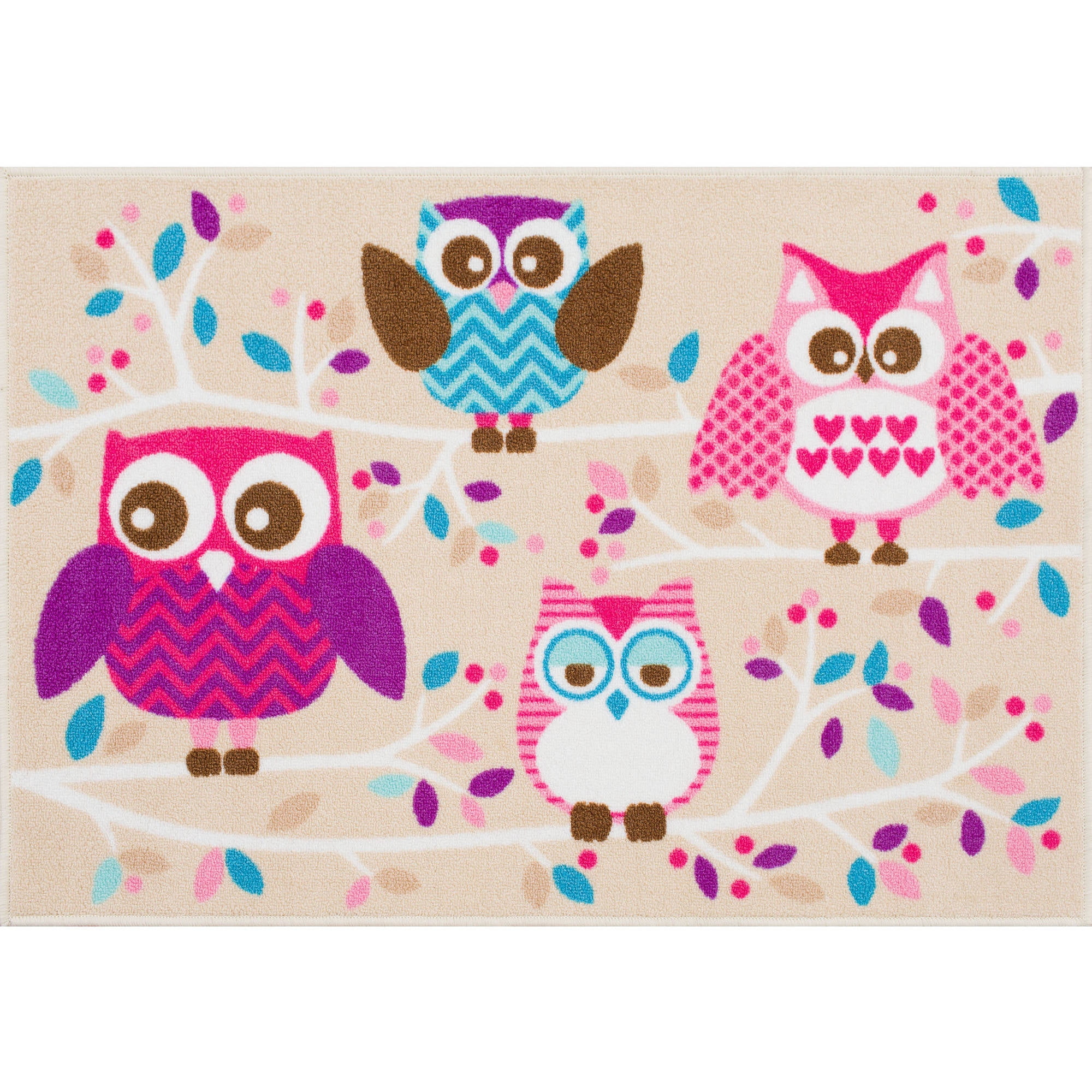 Mainstays Kids Owl Nylon Rug Multi Color 2 7 X 3 9 Walmart Com