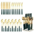 thumbnail image 4 of DJN Up to 70% Off Tableware Flatware Set With Holder 24pcs Cutlery Set With Ceramic Handle Tableware Kitchen Utensils Set Service For 6 Include Fork Spoon For Home And Restaurant, 4 of 7