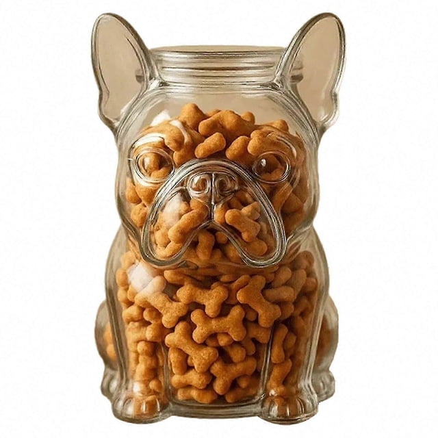 Bulldog Snack Jar For French Bulldogs, Pet Food Storage Container For Puppies