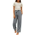 thumbnail image 2 of RMGVDSD Girl's Palazzo Pants Girls Casual Pants Elastic Waist Flowy Wide Leg Beach Trousers Long Pants With Drawstring Pockets Comfortable Everyday Wear 8-9 Years, 2 of 8