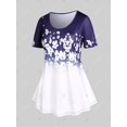 thumbnail image 2 of Camiseta con Estampado de Flores y Curvo en Talla Extra Rosegal Camisetas tallas grandes, 2 of 5