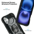 thumbnail image 6 of Compatible with iPhone 16 Case, with 360° Rotate Ring Stand, Military Grade Drop Protection Full Body Rugged Heavy Duty Case 3 in 1 Protective Cover, Black, 6 of 6