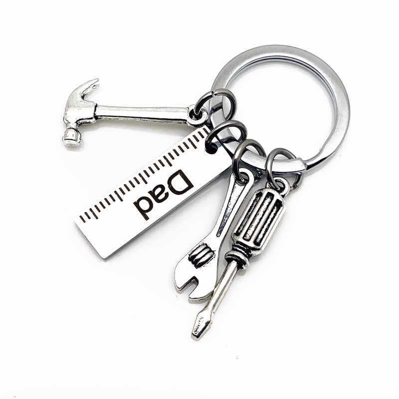 3 Kinds of Keyring Gifts for Dad from Daughter Son Present For Dad Daddy Key chain with Repair Tool/Spanner/Screwdriver/Hammer for Men Fathers Day Gift
