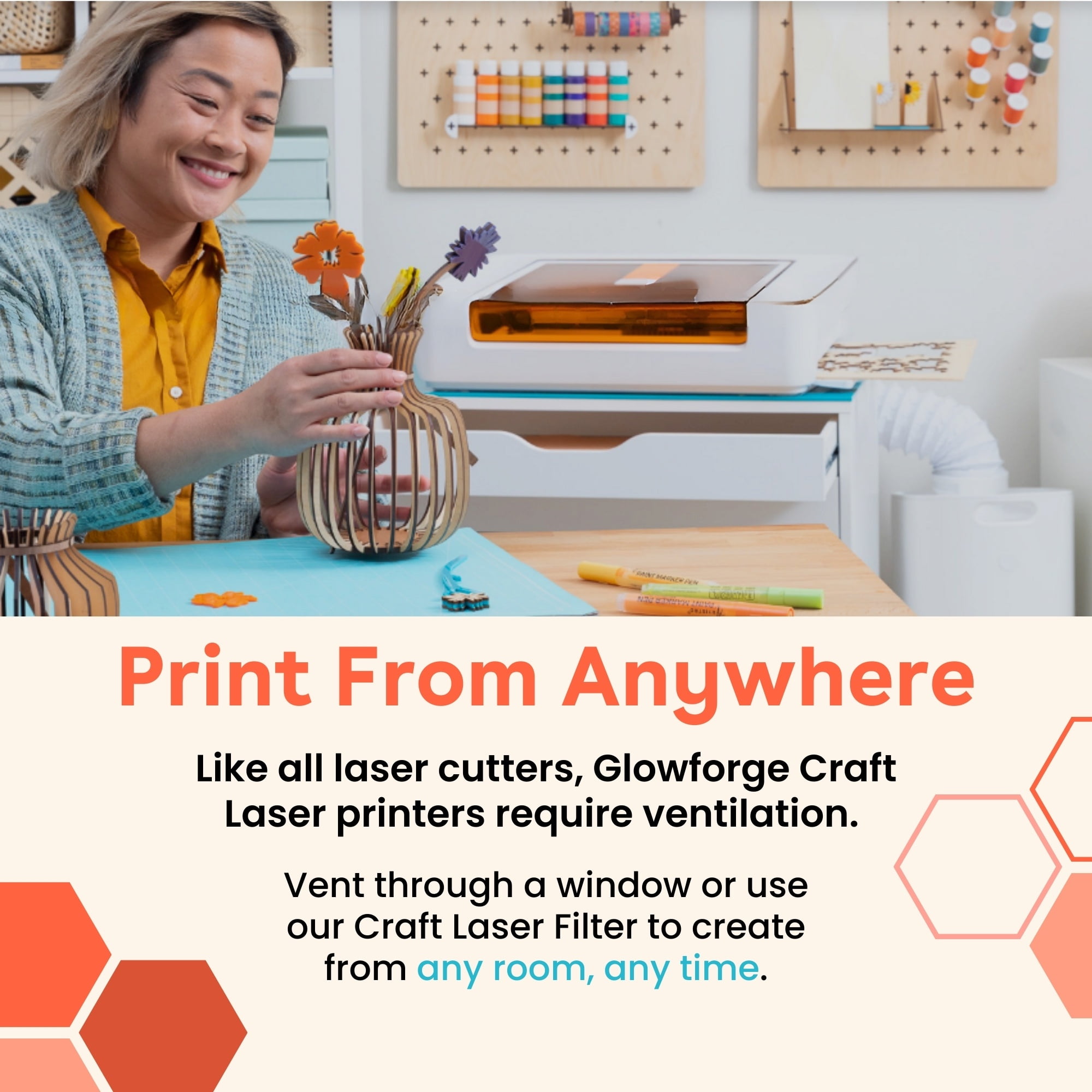 Glowforge Aura 3D Printer Craft Laser Engraver and Cutter Machine, Compatible with Mac & PC, Works with Wood, Acrylic, Metal, Leather