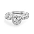 thumbnail image 4 of 1 cttw Diamond Round Halo Engagement Wedding Ring Set 14k White Gold, 4 of 4