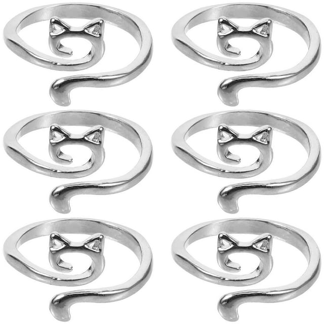 6Pcs Alloy Crochet Rings Decorative Ring Type Knitting Tools Knitting Loops Knitting Rings