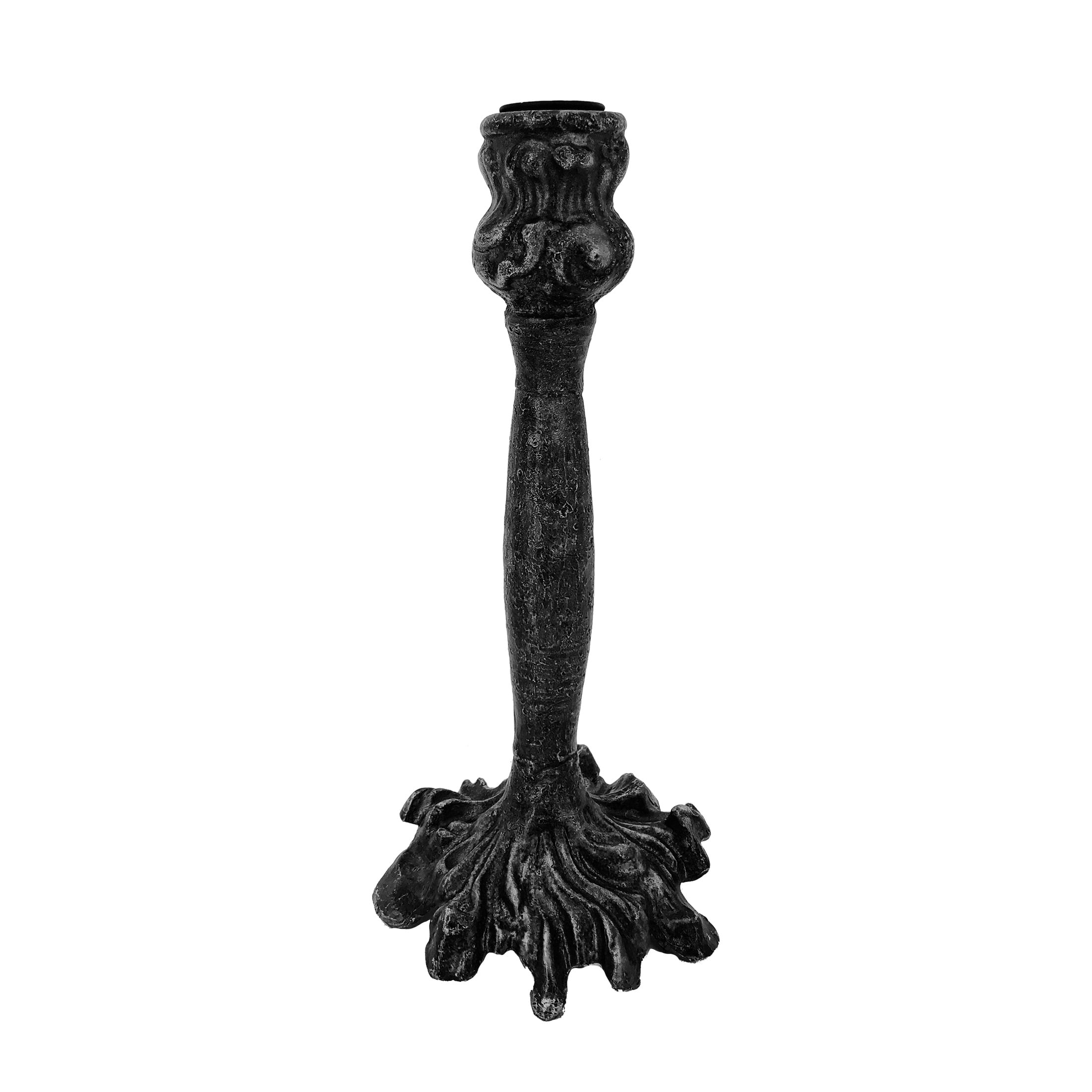 Way to Celebrate Halloween Resin Antique Black Taper Candle Holder, 11