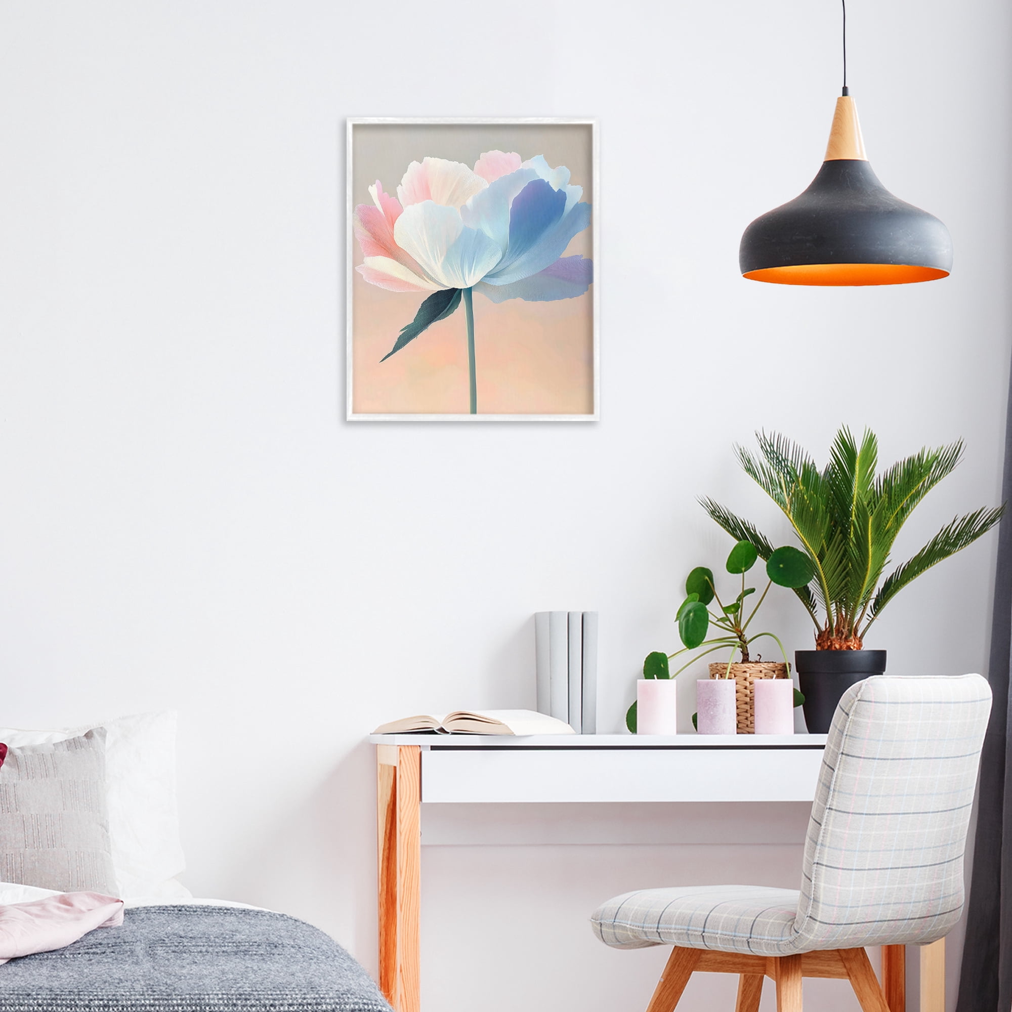 Stupell Industries Pink & Blue Flower Serenity White Framed Giclee Art, design by The Prints Vibe