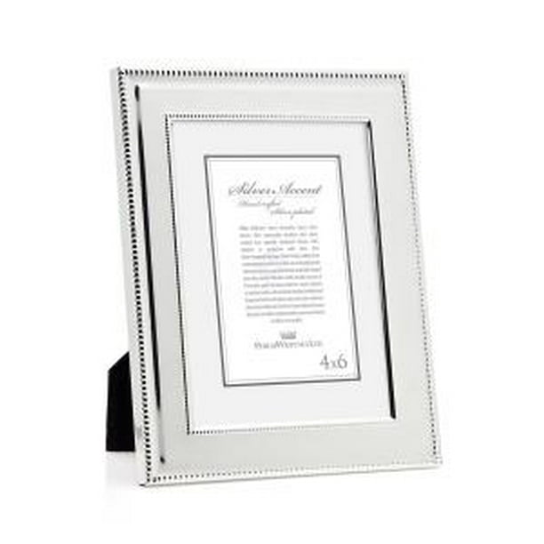 4x6 SilverPlated DoubleBeaded Trim Picture Photo Frame Standing