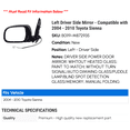 thumbnail image 2 of Left Driver Side Mirror - Compatible with 2004 - 2010 Toyota Sienna 2005 2006 2007 2008 2009, 2 of 2