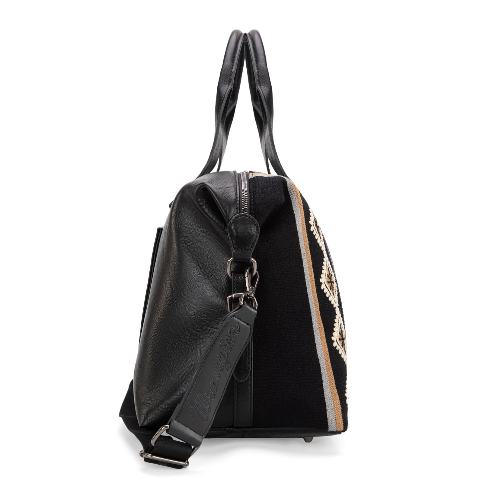 Wrangler Duffel Bag for Women Large Travel Weekender Bag Designer Tapestry Carry On Bags, Tapestry-Black