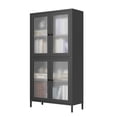 thumbnail image 4 of 59" Metal Storage Cabinet Display Cabinet with 4 Glass Doors & 4 Shelves,Cabinet Bookcase Side Cabinet for Home Office Living Room,Black 01, 4 of 8