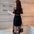 thumbnail image 3 of PIKADINGNIS Sexy Mesh Patchwork Dress Women Elegant Chic Lace Floral Wedding Party Dress Woman Fashion See Through Summer Dresses, 3 of 6