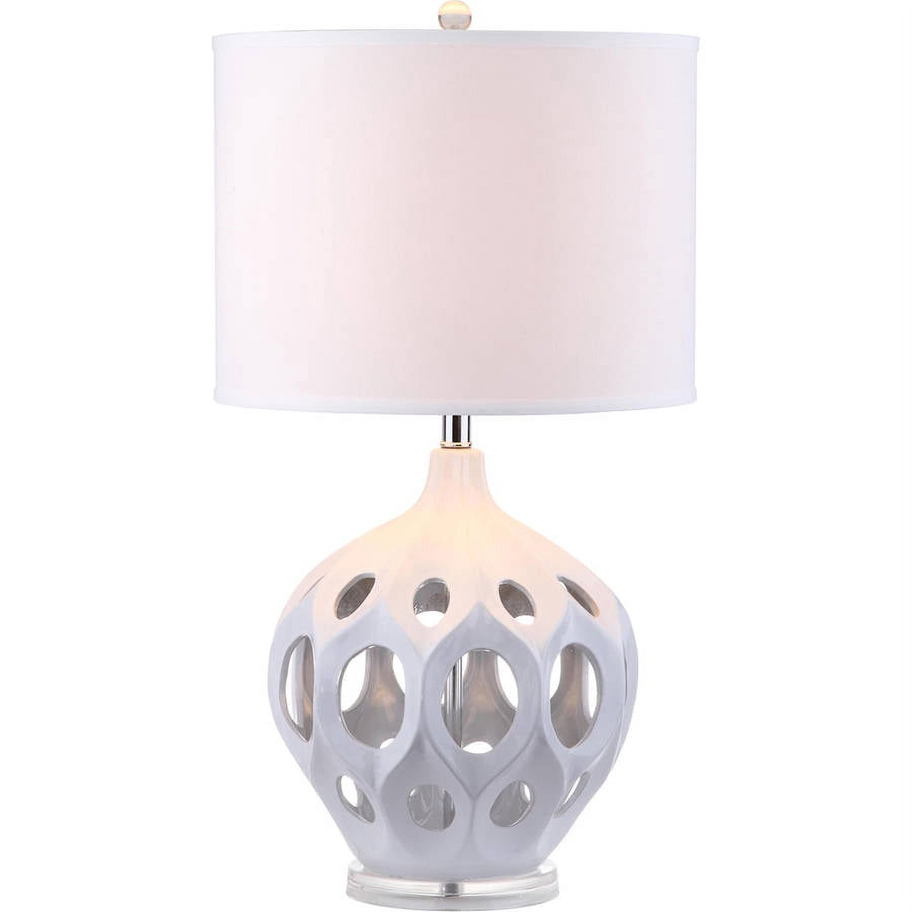 SAFAVIEH Regina 29 in. H Ceramic Solid Retro Table Lamp, White