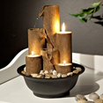 thumbnail image 2 of Alpine Tiered Column Tabletop Fountain w/ 3 Candles, 11 Inch Tall, 2 of 11