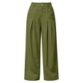 thumbnail image 7 of ZHYou No Boundarie Womens Baggy Fit Pant Low Rise Pleated Cargo Oversized Wide Leg Business Dress Casual Trousers with Pockets,Army Green,Size S, 7 of 7