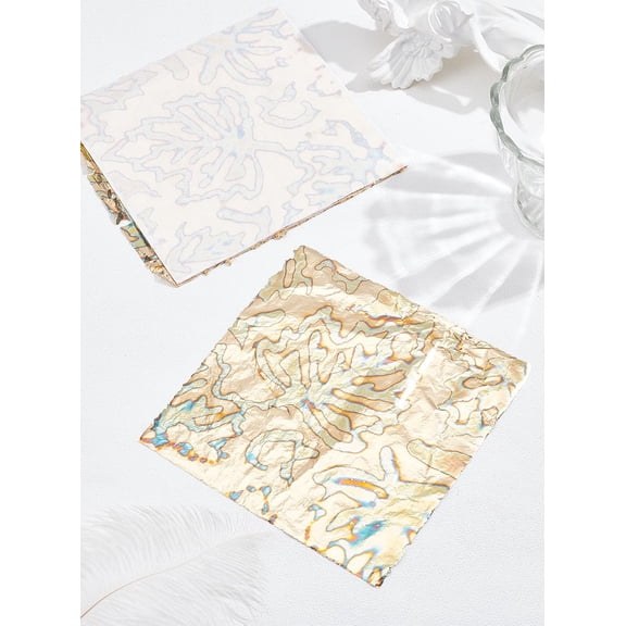 12 Pcs Imitation Foil Sheets Metal Leaf Papers with Patterns for Paintings Handcrafts Picture Frames Sculpture Furniture Arts Decoration Gilding Nails for DIY