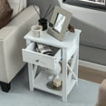 thumbnail image 2 of Costway Nightstand Sofa Side End Table with Drawer & Shelf Bedroom Furniture White, 2 of 9