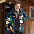 thumbnail image 2 of Male Autumn And Winter Christmas Printing Simple Plus Velvet Thick Coat Jacket Tops, 2 of 7