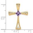thumbnail image 3 of Auriga 14k Yellow Gold Amethyst and Diamond Cross Chain Slide Pendant for Women (L-26.75mm, W-20mm), 3 of 6