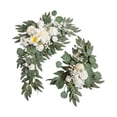 thumbnail image 2 of 2Pcs Artificial Wreath Crafts Wall Hanging Scene Layout Photo Props Green Leaves Wedding Arch Flower for Window Holiday Decorated, 2 of 10