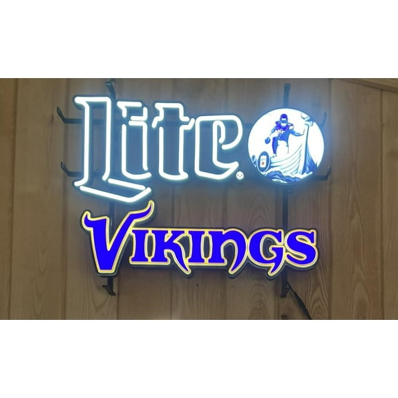 Queen Sense 24"x20" Custom For Minnesotas Sports League Vikings Beer LED Sign Light Neon Signs With Dimmer Party Home Wall Decor Lights W124MLBMVL-XLED