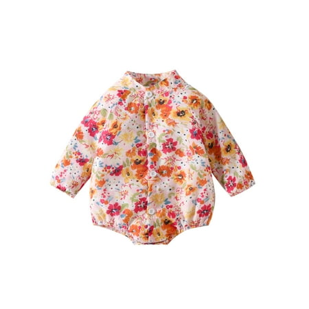 

Binpure Newborn Baby Girls Shirt Jumpsuits Floral Printed Casual Long Sleeves Romper for Infant Toddler