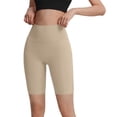 thumbnail image 2 of Kinrui High Waisted Biker Shorts for Women-Crossover High Waist Workout Yoga Long Shorts Khaki L, 2 of 6