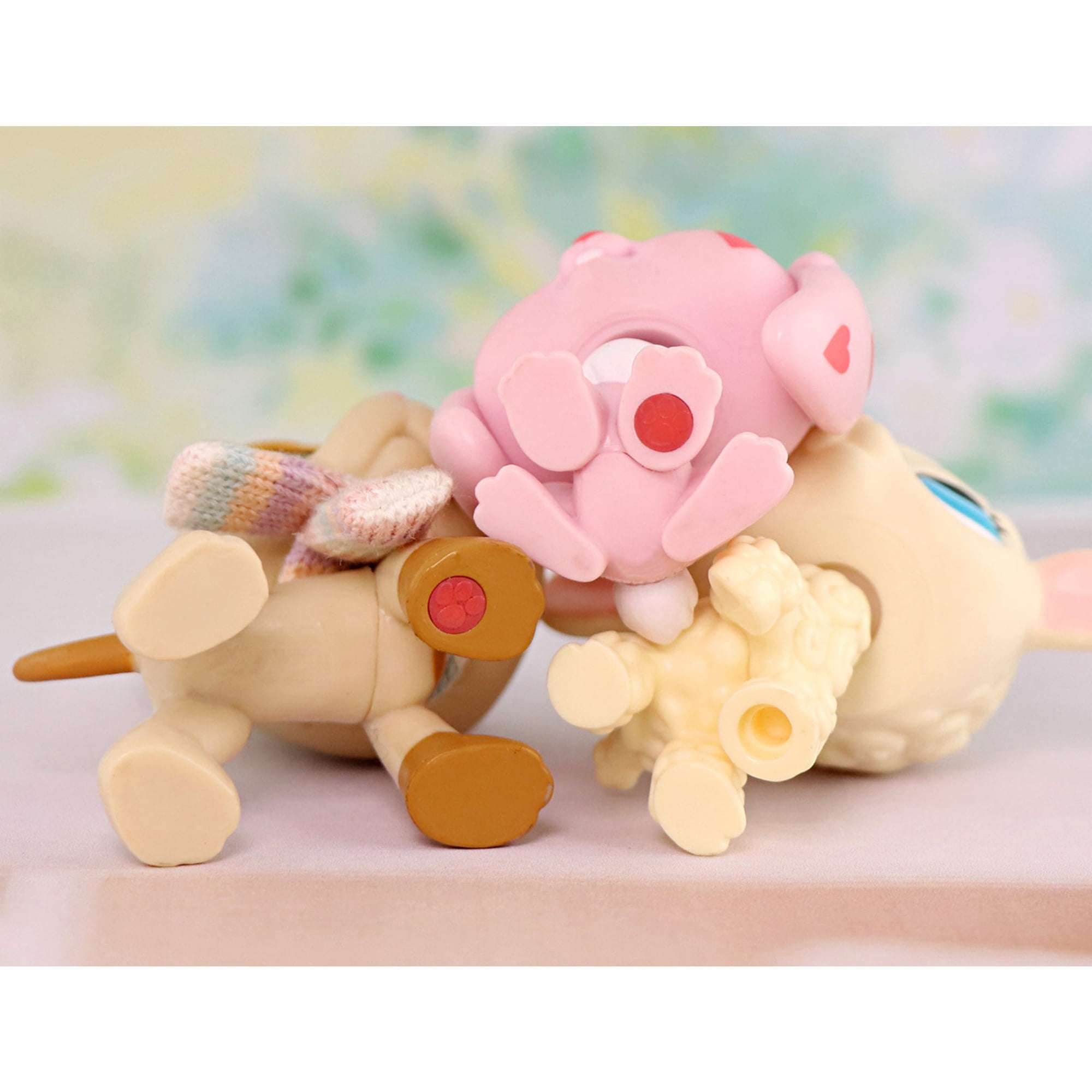 3lot Mini Pet Toys Lamb #186 Great Dane #1647 Bunny Rabbit #557,Cartoon Animal Figurines Easter Gift for Kids