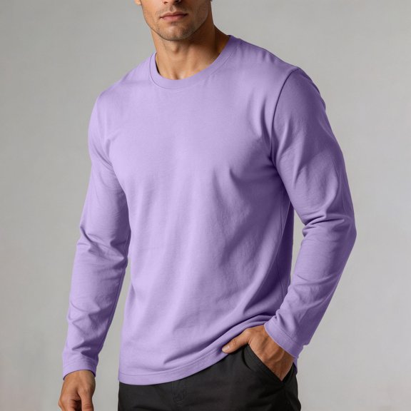 Samdudou Mens T Shirts Long Sleeve Crewneck Casual Basic Tees Everyday Layering Undershirts Lightweight Athletic Training Tops Classic Daily Workout Pullover Apparel