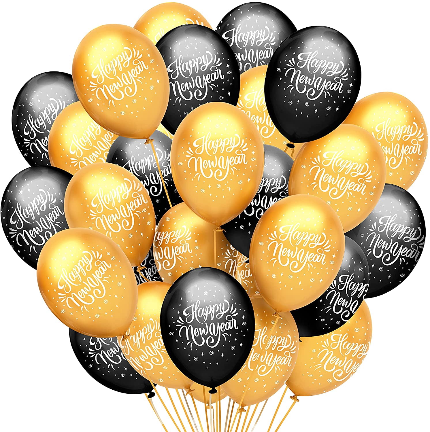 KatchOn Huge Happy New Year Balloons Set - Pack of 50 | Latex Balloons, NYE Party Supplies 2026, Decorations