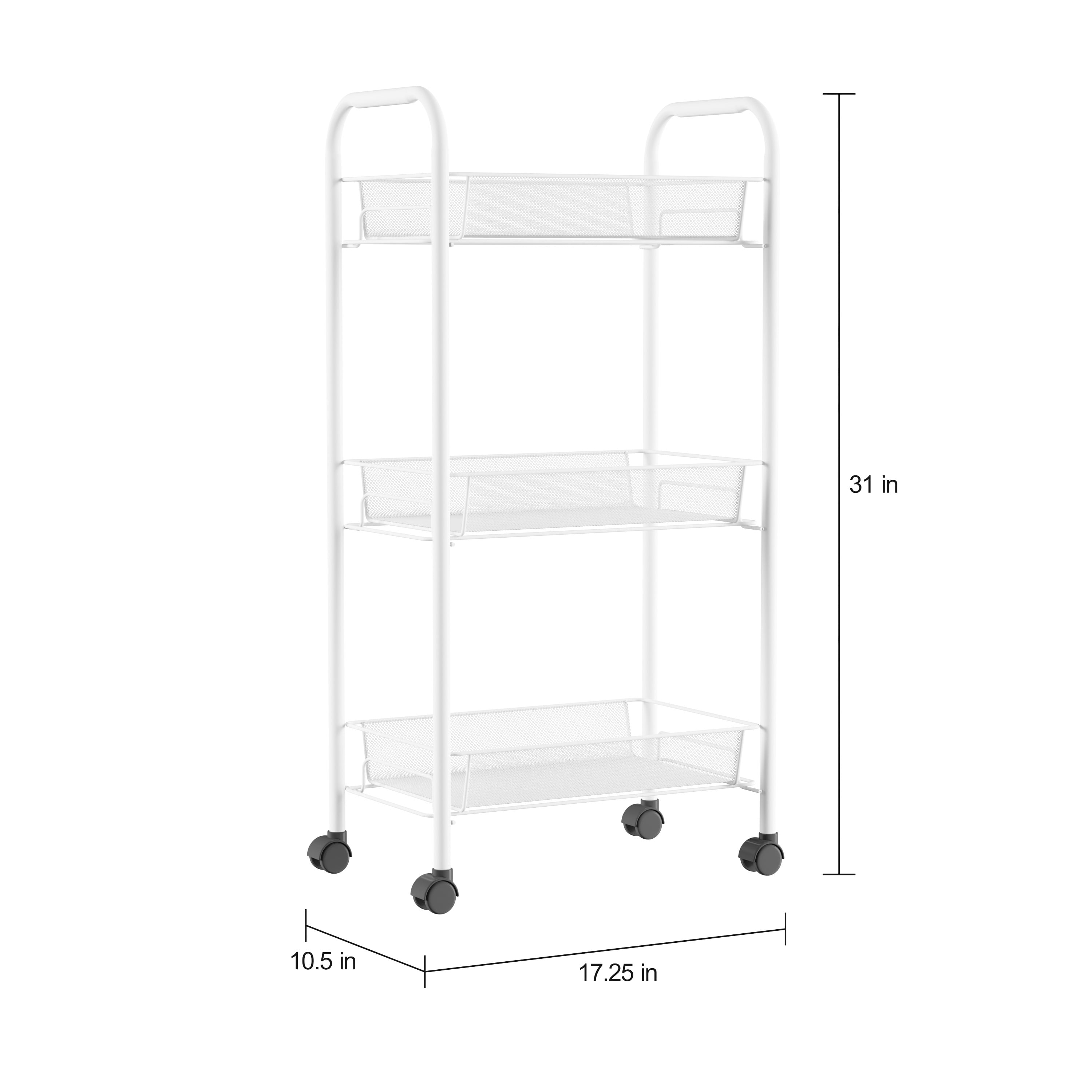 3-Tiered Narrow Rolling Storage Shelves - Mobile Space Saving Utility Organizer Cart for Kitchen, Bathroom, Laundry, Garage or Office by Lavish Home