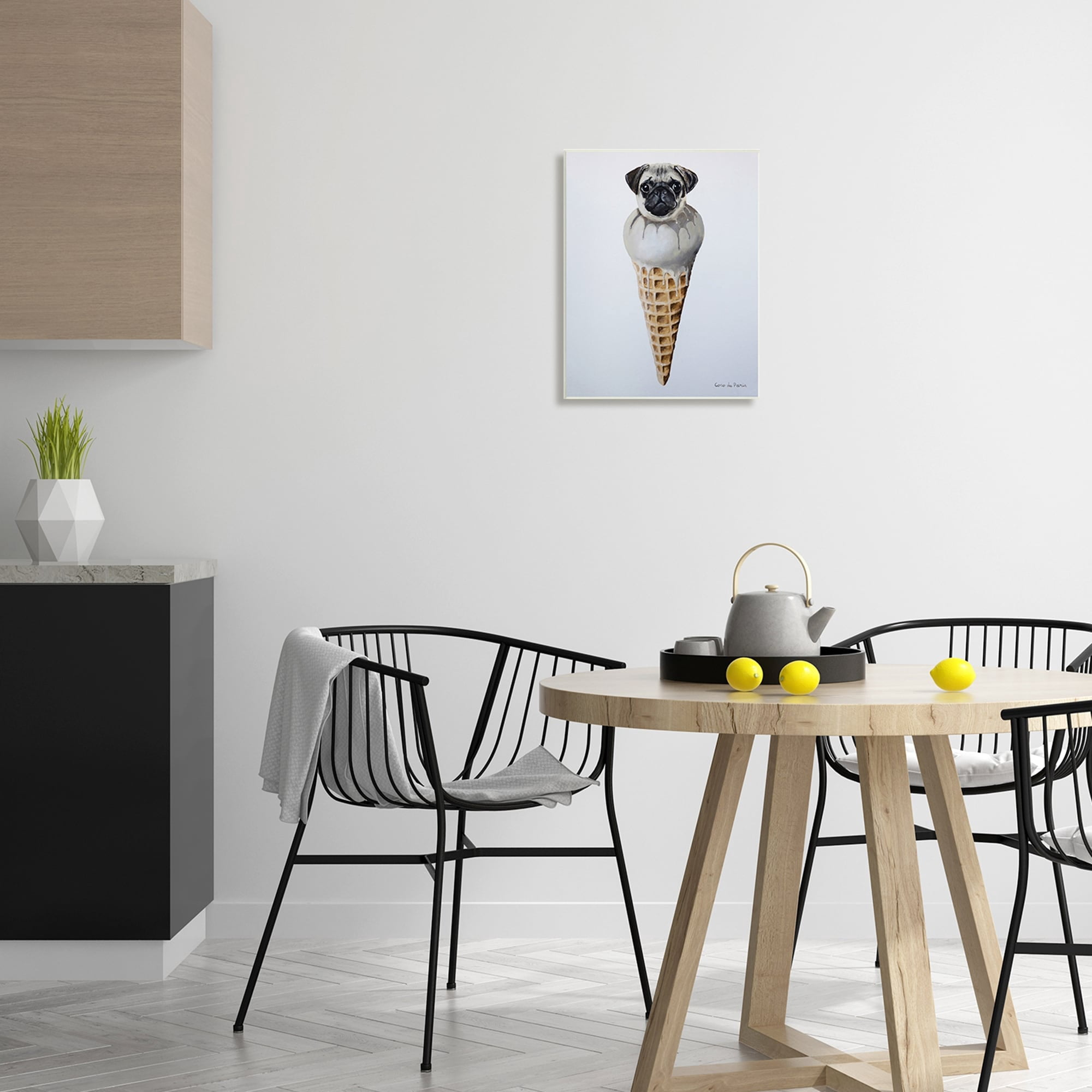 Stupell Industries Pug Ice Cream Cone Dessert Illustration , 13 x 19, Design by Coco de Paris