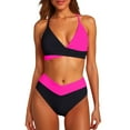 thumbnail image 1 of Women's Solid Color Pleated Open Back Sexy Bikini Two Piece Swimsuit, 1 of 6