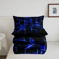 thumbnail image 5 of Erosebridal Futuristic Cubes Bedding Twin Comforter Set,Neon Blue Down Comforter,Microfiber Reversible Bedding Sets Twin with Comforter,Geometric Room Decorative,3pcs, 5 of 8