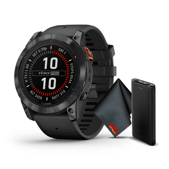 Garmin Fenix 7X Pro Solar Edition Slate Gray With Black Band 51 MM Gps Smartwatch Built-in Flashlight And Power Glass Solar Charging Lens And Advanced Training Features Designed For Larger Wrists.