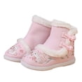 thumbnail image 4 of Otqutp Baby Low Heel Boots Short Boots for Toddler Gilrs Cloth Shoes Rubber Sole Warm Winter Snow Boots Embroidery Print Cotton Boots(Pink,10-10.5 Years), 4 of 5