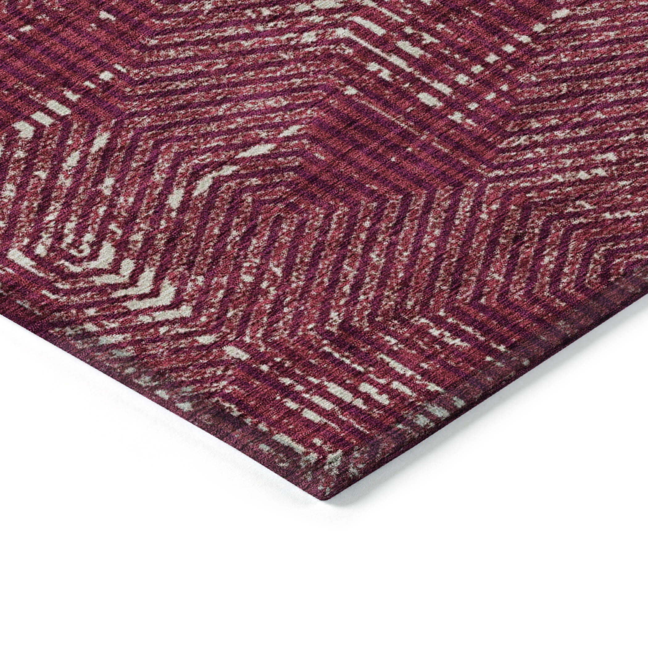 Addison Rugs Chantille Indoor/Outdoor Transitional Geometric Burgundy Washable Rectangle Rug, 2'6" x 3'10"