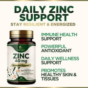 Zinc Supplements - Immune System Support & Antioxidant - High Potency Zinc Tablets for Adults - Best Zinc Supplements for Women & Men - Zinc 40mg Per Tablet - Bottled in the USA - 60 Tablets
