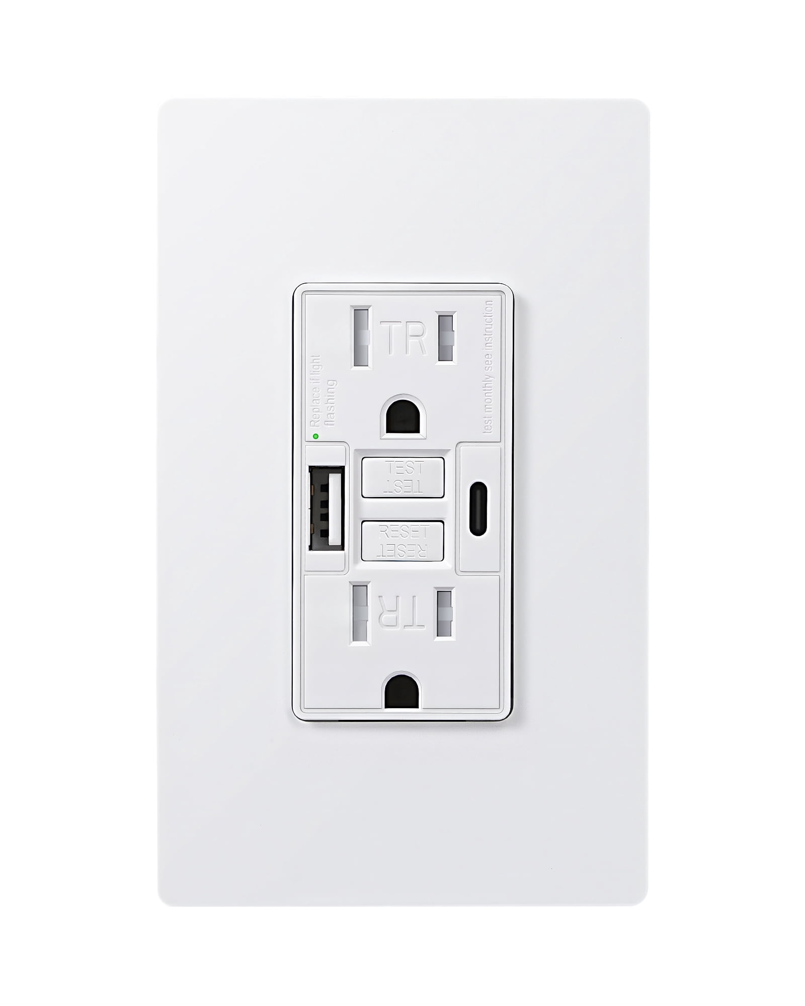 DEWENWILS 15A GFCI Outlet with 4.8A/24W USB-A & USB-C Ports, 30S Self-Test GFCI Electrical Outlet with Indicator Light, Tamper-Resistant Receptacle, Screwless Wall Plate, Clamping Plate, ETL Listed