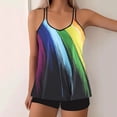 thumbnail image 2 of Women's Plus Size Tankini Sets, Tummy Control Two Piece Swimsuits with Printed Tank Top, Modest Bathing Suits with Wide Straps for Summer Beach, Pool, 2 of 5