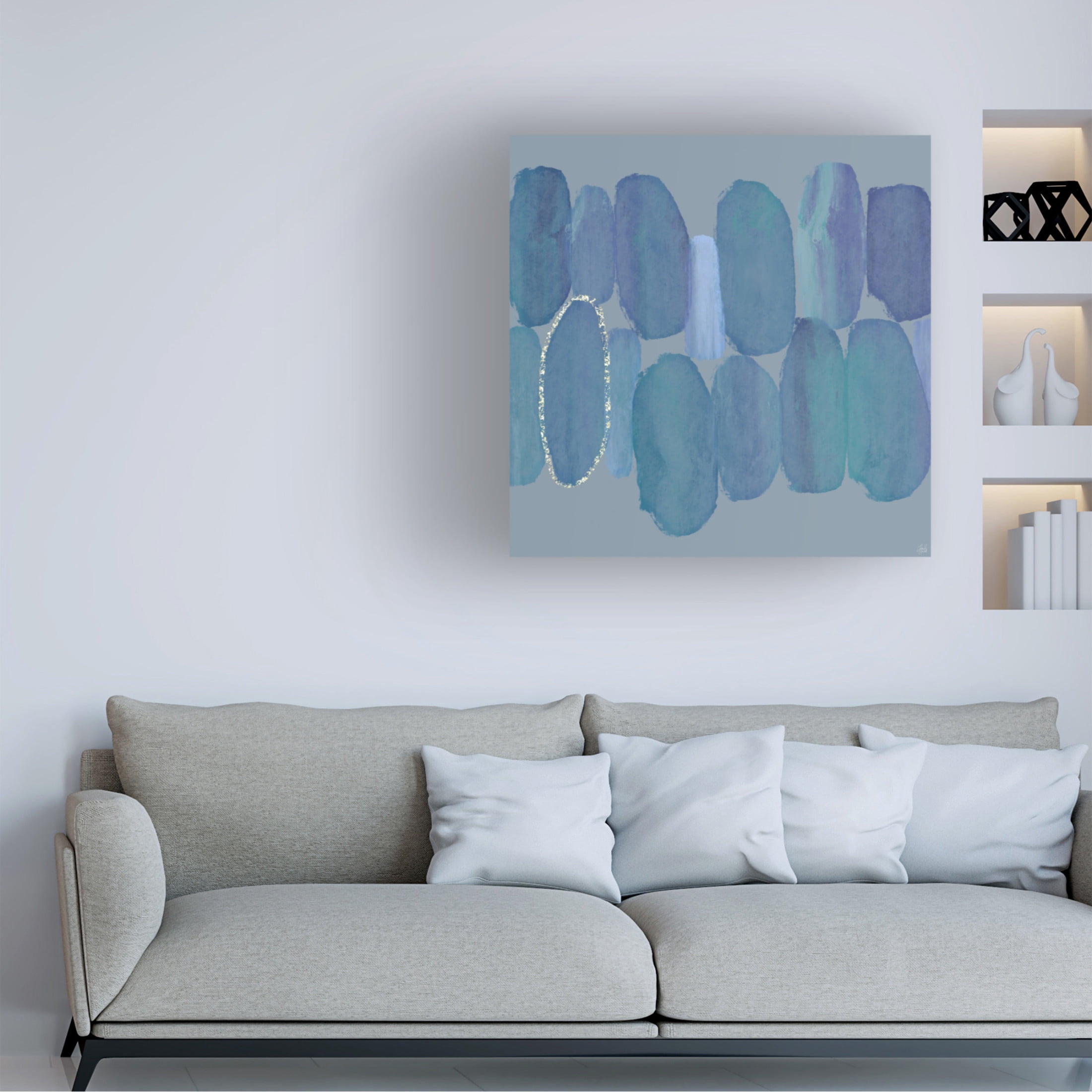 Canvas Wall Art - Line and Brush 'Textured Ovals 2' Wall Art for Living Room, Bedroom, or Office Décor by Trademark Fine Art - 24 x 24 Inches