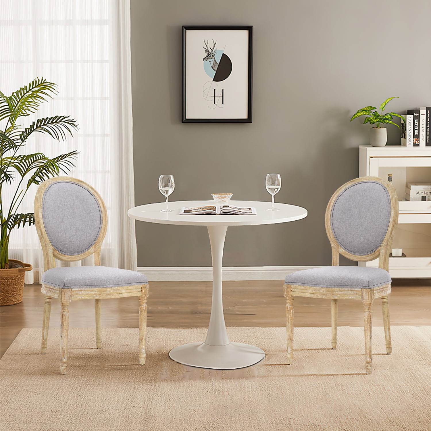 Kadyn Indoor Traditional Fabric Dining Chairs, Upholstered Dining Chair with Back, Mid-Century Modern Fabric Dinner Chairs for Dinning Room, Light Grey Kadyn Indoor Traditional Fabric Dining Chairs, Upholstered Dining Chair with Back, Mid-Century Modern Fabric Dinner Chairs for Dinning Room, Light Grey
