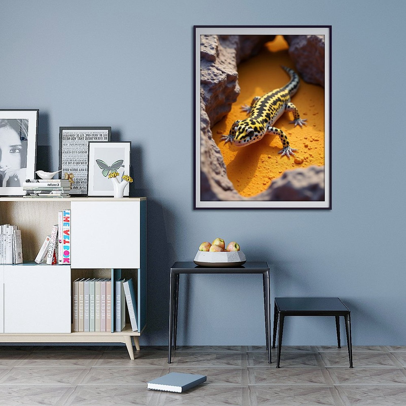Diamond Art Kit for Adults, Yellow Spotted Lizard On Rocks Diamond Painting for Adults Beginners, DIY Diamond Art Painting Kits, 5D Diamond Painting Crafts for Home Decor 12x16 Frameless